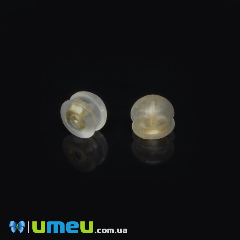 Заглушки для пусет з нержавіючої сталі в силіконі, 5х4,5 мм, Золото (STL-039262)