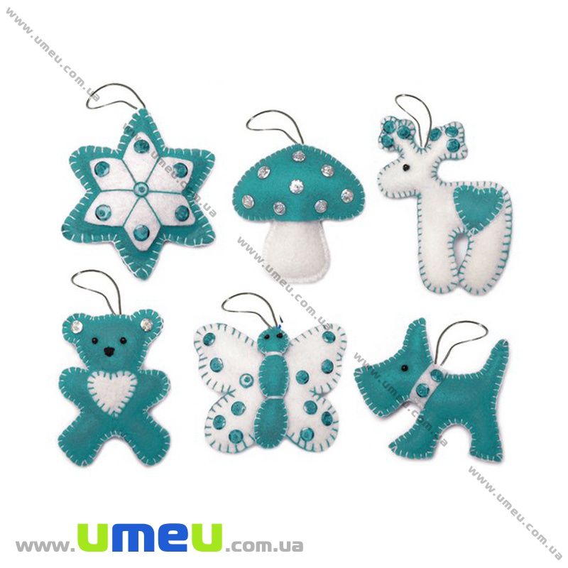 Набір з фетру для створення 6 іграшок, Ялинкові іграшки ФН-61, 6х7 см (FLT-034847)