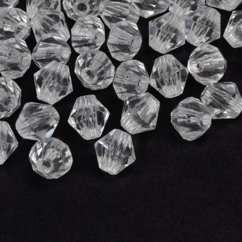 Намистини для сумок ОПТ Акрилові, Біконуси, 8х8 мм, Прозорі (BUS-059928)