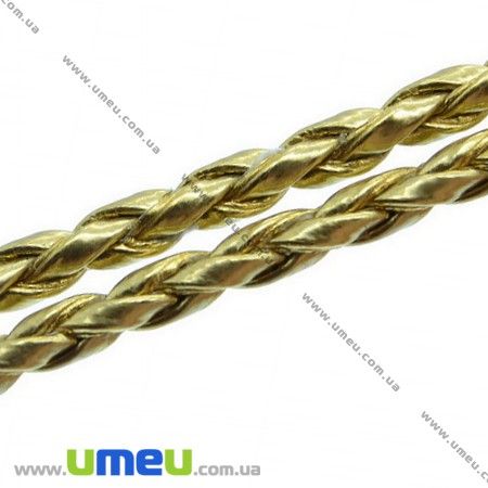 Плетенный искусственный кожаный шнур, Золотистый, 3 мм (LEN-007369)
