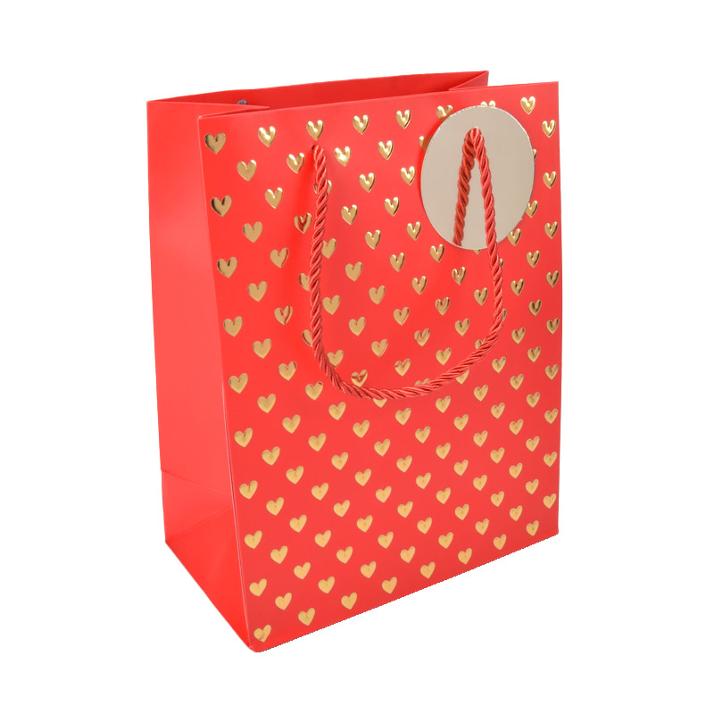 Подарунковий пакет Серця, 23х18х10 см, Червоний (UPK-035669)