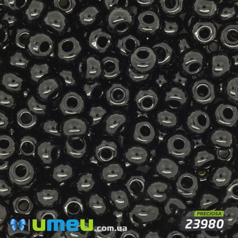 Бисер чешский 4/0, №23980, Черный, Натуральный (BIS-034276)