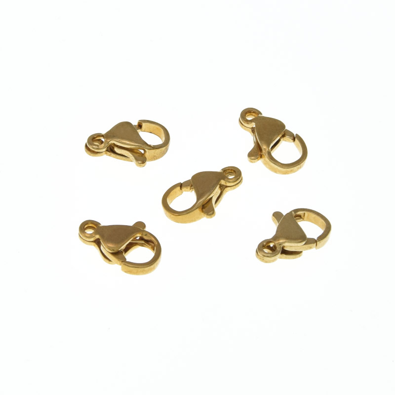 Замки-карабіни з нержавіючої сталі, 10х7 мм, Золото (STL-057071)