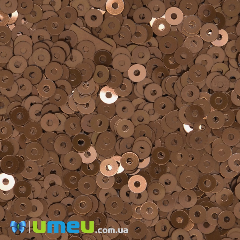 Паєтки Італія круглі плоскі, 3 мм, Мідь №8179 Bronzo Metal (PAI-039159)