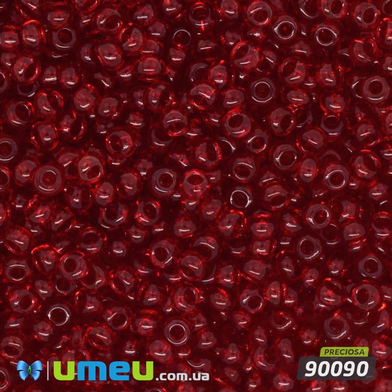 Бісер чеський №103/90090, Червоний темний, Прозорий, 10/0 (BIS-003715)