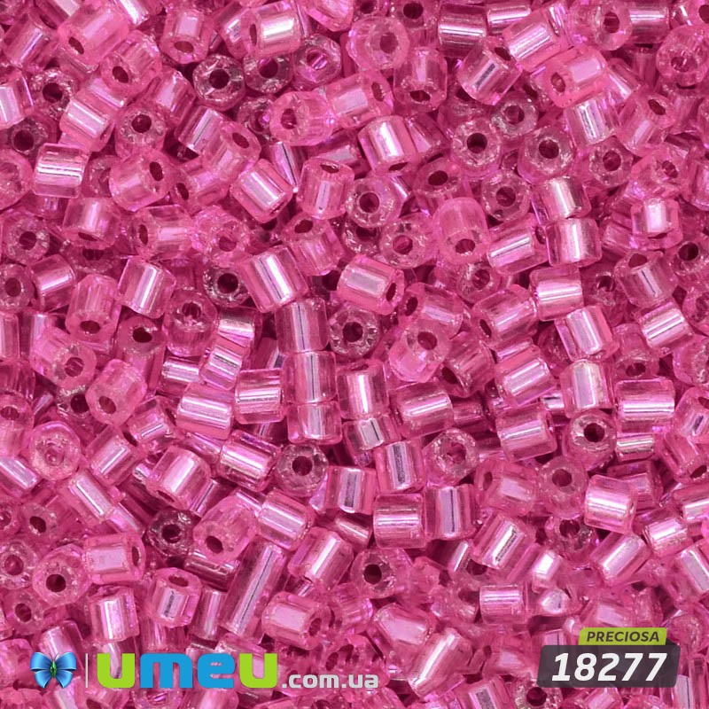 Бисер чешский Рубка 10/0, №18277, Розовый блестящий (BIS-024313)