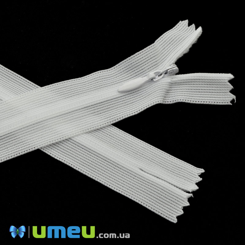 Блискавка потайна нероз'ємна, 18 см, Тип 3, Біла (ZIP-045071)