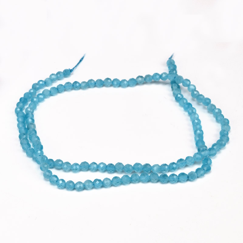 Намистини Котяче око, Синт. камінь, 3 мм, Бірюзові, Круглі грановані (BUS-054296)