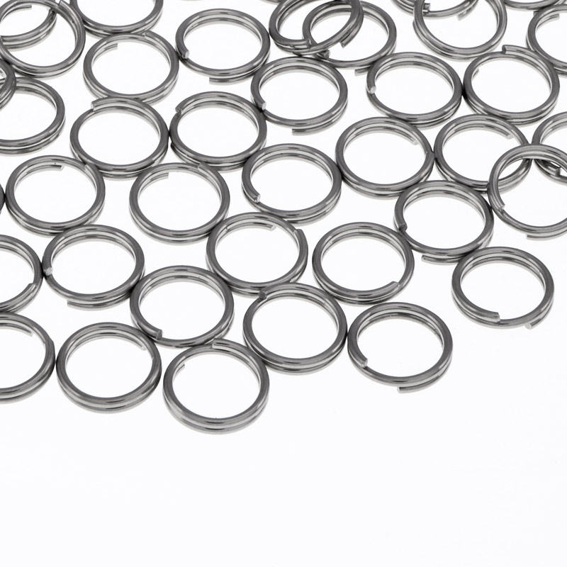 Колечки двойные из нерж. стали, 8 мм, 0,6 мм, Темное серебро (STL-060420)