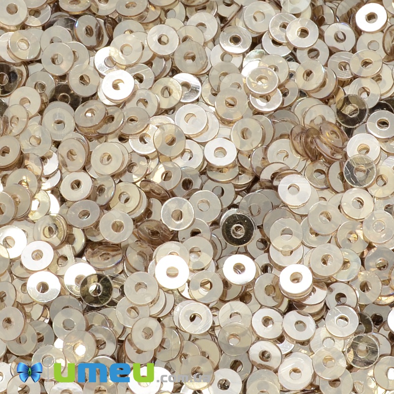 Пайетки Индия круглые плоские, 3 мм, Бежевые (PAI-037652)