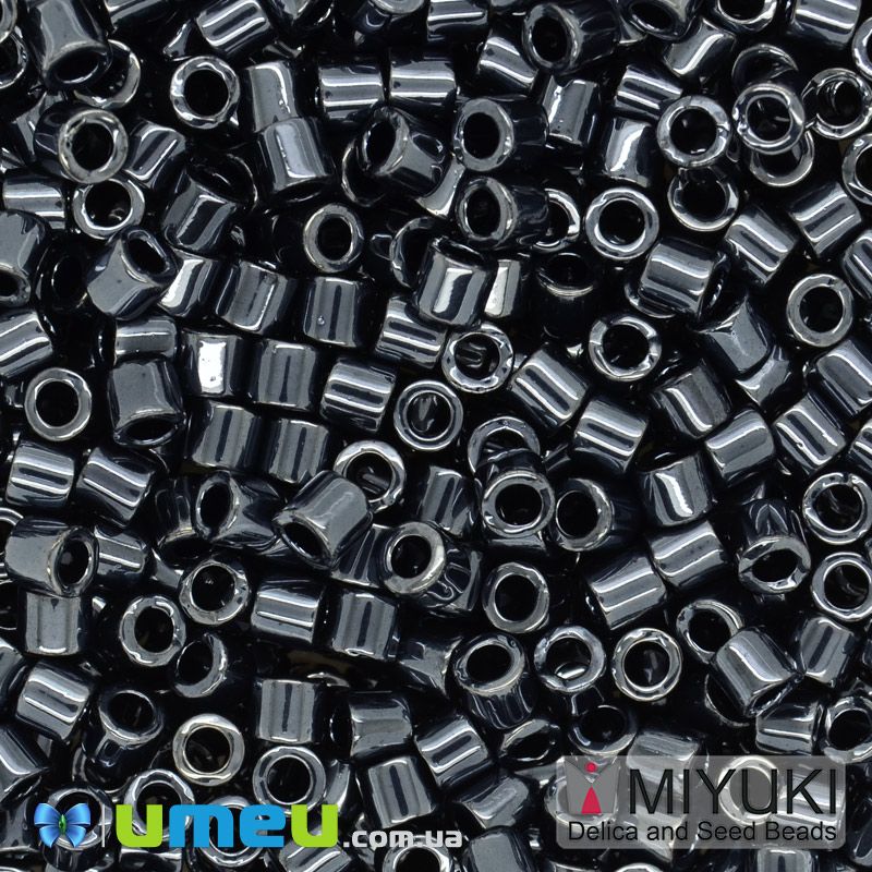 Бісер японський Miyuki Delica 8/0 DBL1, Гематит (мокрий асфальт) (BIS-045886)