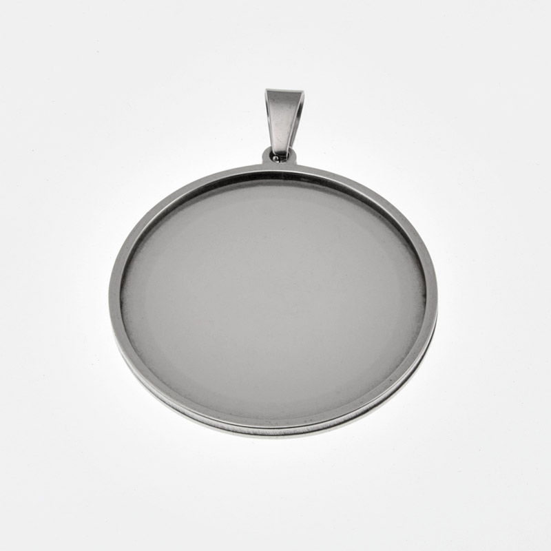 Основа круглая из нерж. стали, 41х38 мм, 35 мм, Темное серебро (STL-059491)