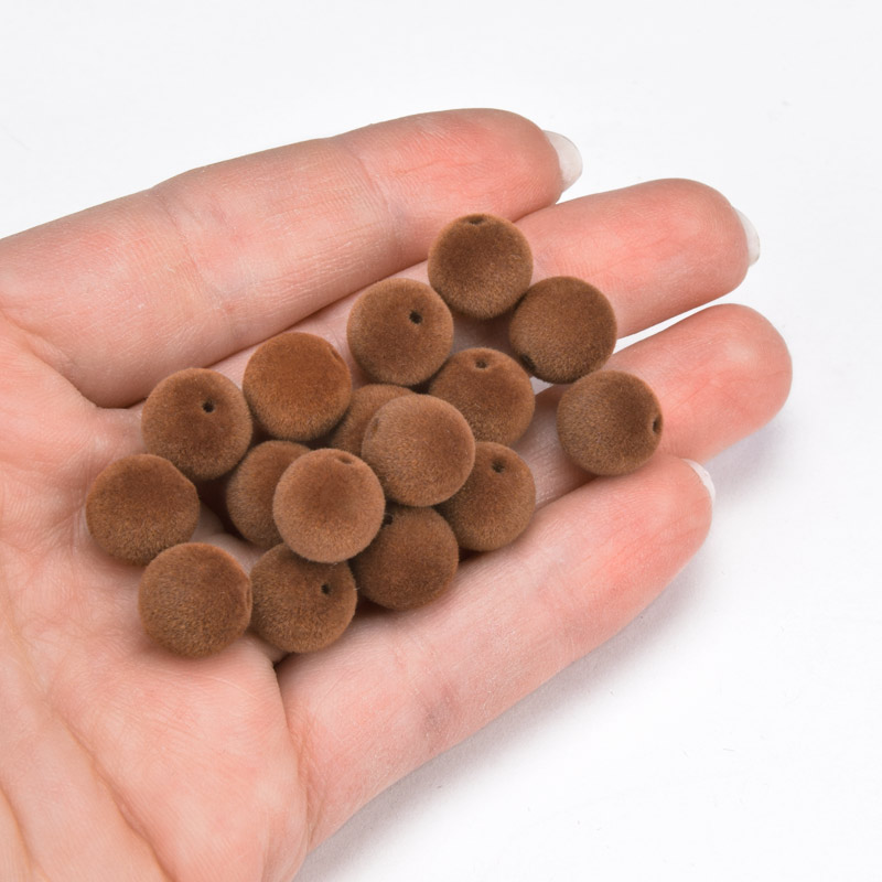 Намистина оксамитова, Кругла, 10 мм, Коричнева (BUS-060184)