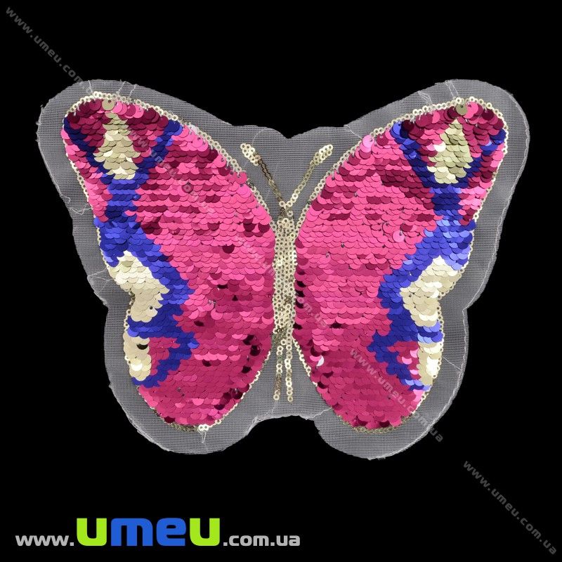 Аппликация пришивная двухсторонняя Бабочка, 21х16 см, Малиновая (APL-027752)