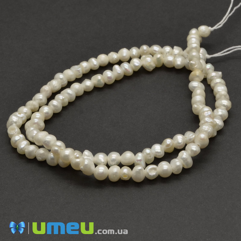 Бусина натуральный камень Жемчуг речной молочный, 3-5 мм (BUS-039402)