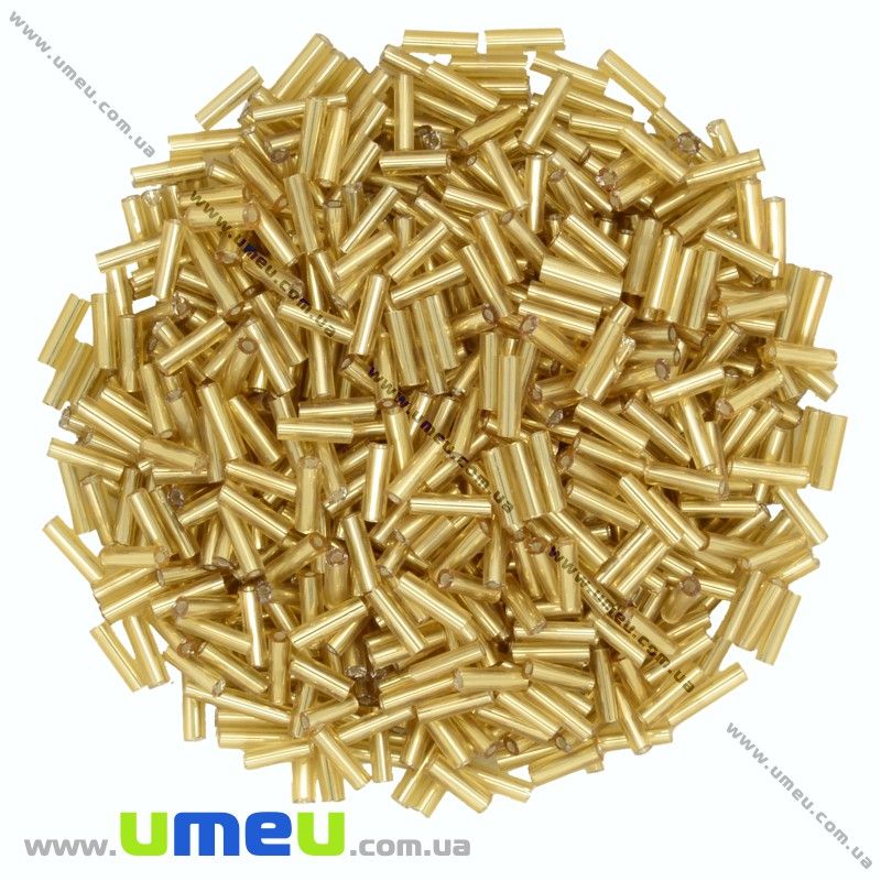 Бісер китайський стеклярус, 6 мм, Золото блискучий (BIS-012061)