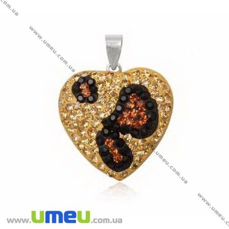 Подвеска из Серебра 925 с кристаллами Preciosa, Сердце бежевое, 24х24 мм (POD-005020)