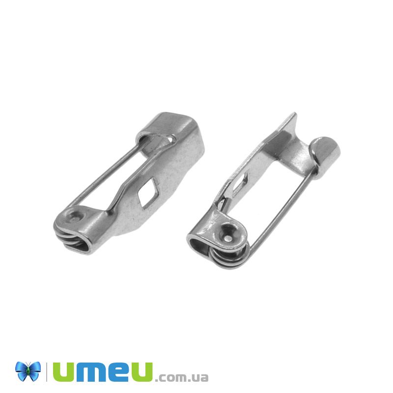 Основа для брошки з нерж. сталі, 14х5 мм, Темне срібло (STL-039698)