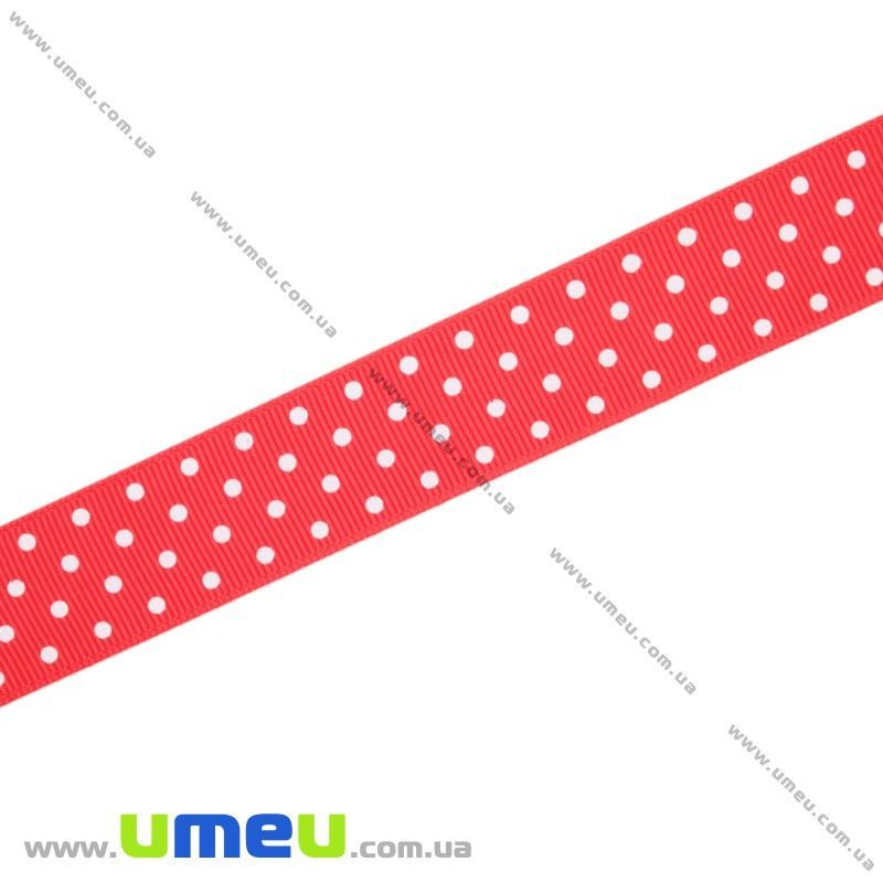 Репсовая лента в горошек, 25 мм, Красная (LEN-016668)