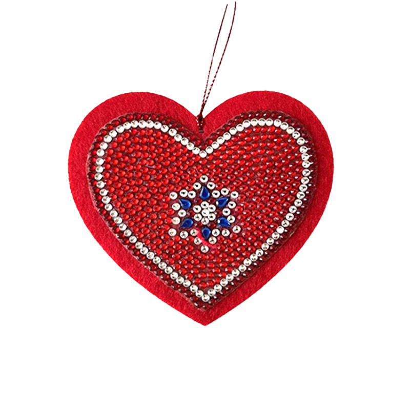 Набор алмазной живописи (наклейка) 10х10 см, Новогодняя игрушка Сердечко (SXM-061129)