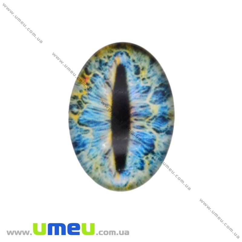 Кабошон скляний з принтом Око, 18х13 мм, Блакитний, Овал (KAB-018735)