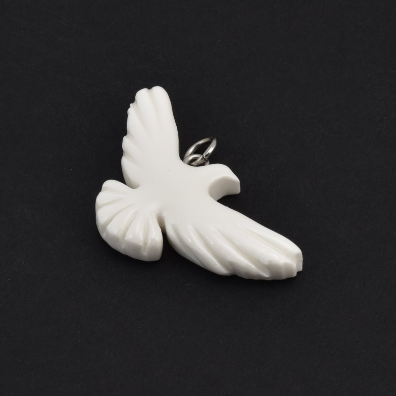 Подвеска Горлица из полимерной глины, 40х20 мм, Белая (POD-058983)