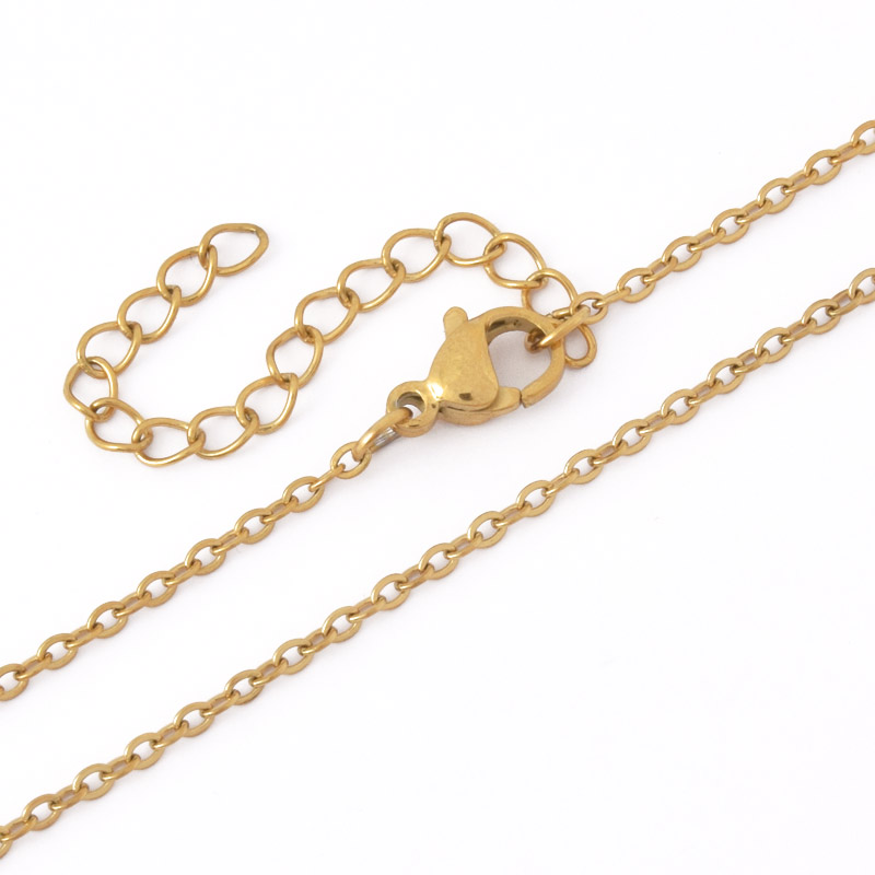 Основа на шию з нерж. ст. з подовжувачем, Золото, 1,7 мм, 60 см (STL-058311)