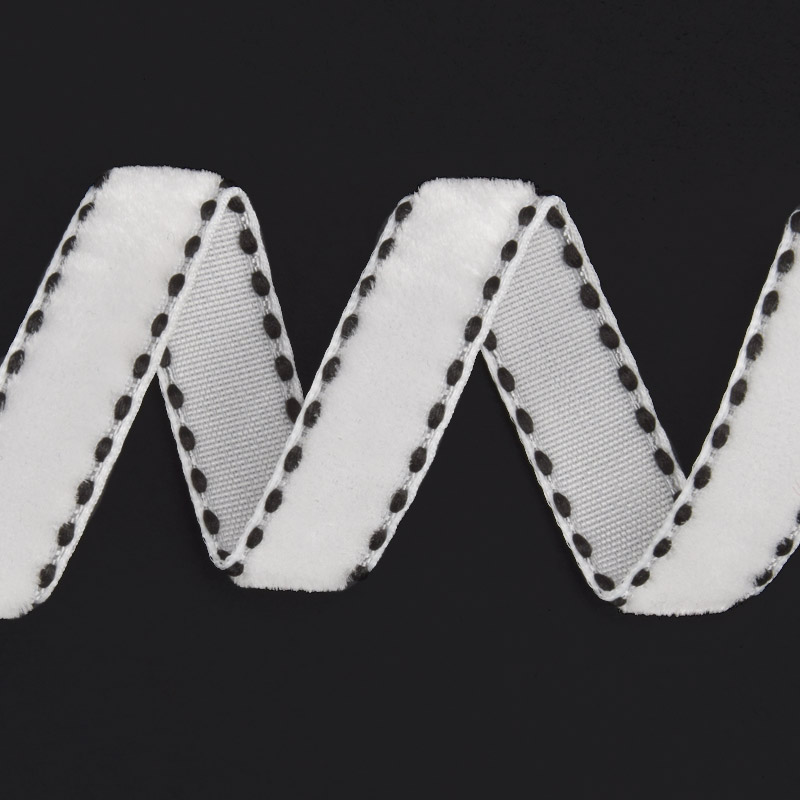 Стрічка оксамитова з кантом, 10 мм, Біла (LEN-060567)