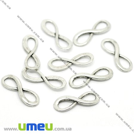 Коннектор металлический Бесконечность, 23х8 мм, Античное серебро (KON-006050)