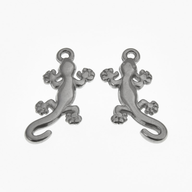 Подвеска из нерж. стали Геккон, 27х12 мм, Темное серебро (STL-059172)