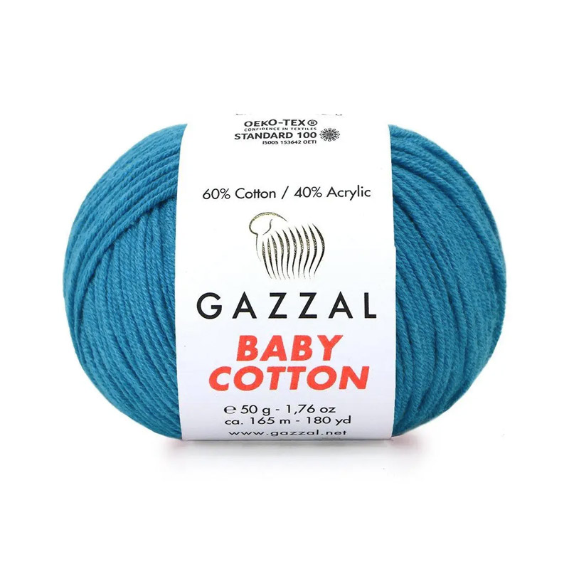 Пряжа Gazzal Baby Cotton №3428, 50 г, 165 м, Бірюзова (YAR-060766)