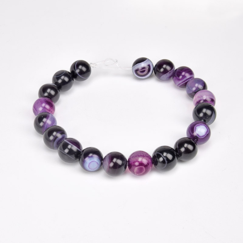 Намистини Агат фіолетовий, Натур. камінь, 10 мм, Круглі, 19 см (BUS-060717)