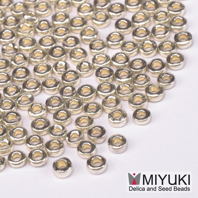 Бисер японский Miyuki Spacer SPR3-4201, 3х1,3 мм, Duracoat Galvanized, Серебристый (BIS-051226)