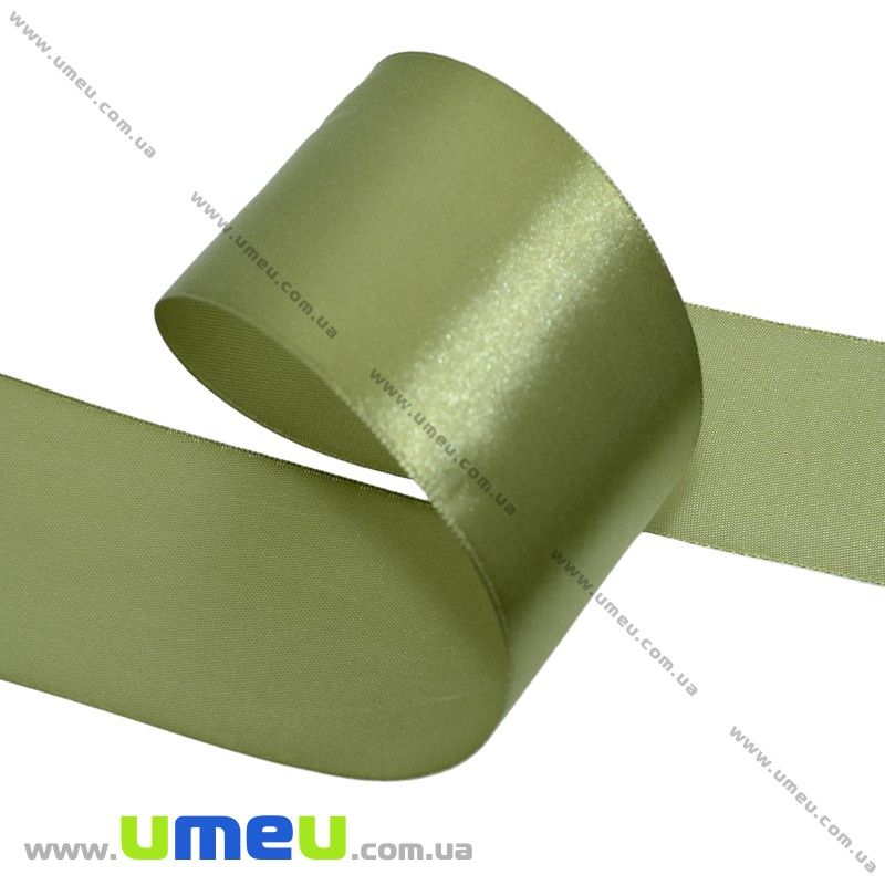 Атласна стрічка, 50 мм, Оливкова (LEN-009743)