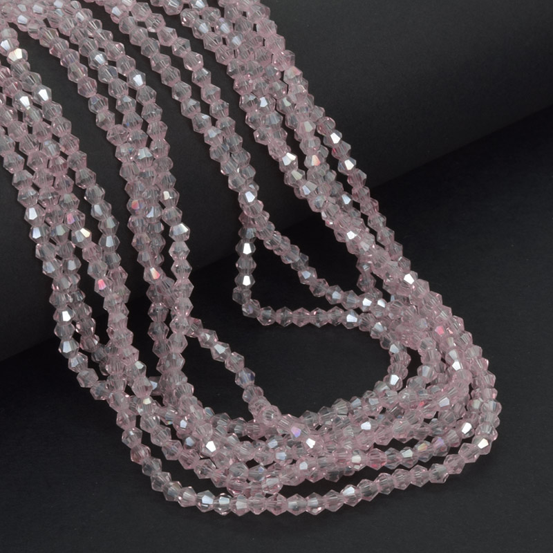 Намистини Біконус, 3х2,5 мм, Рожеві АВ (BUS-057464)