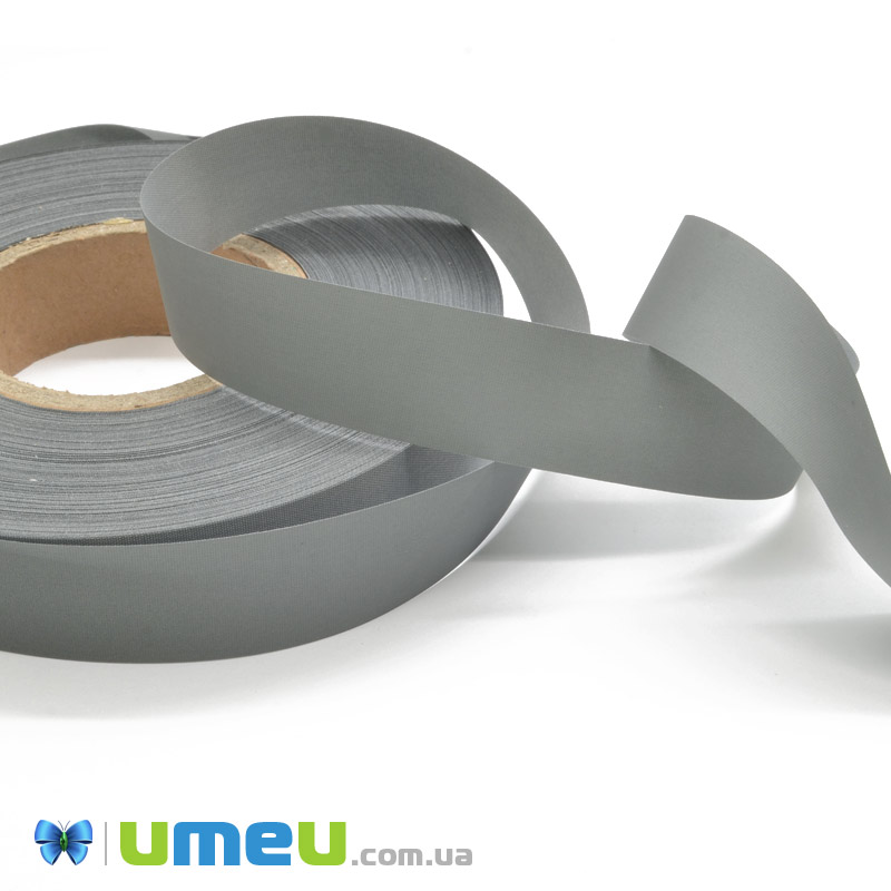 Тесьма светоотражающая, 25 мм, Серая (LEN-039869)
