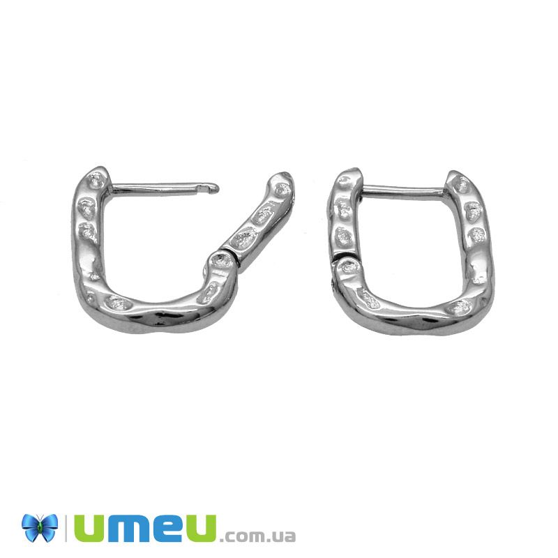 Сережки Huggie, Латунь з покриттям Родій, 16х12х2,5 мм (OSN-047297)