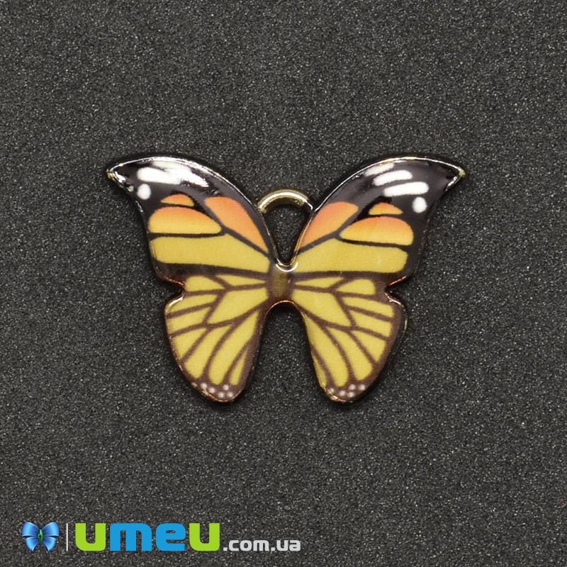 Подвеска метал. Бабочка желтая, 22х15 мм, Золото (POD-043583)