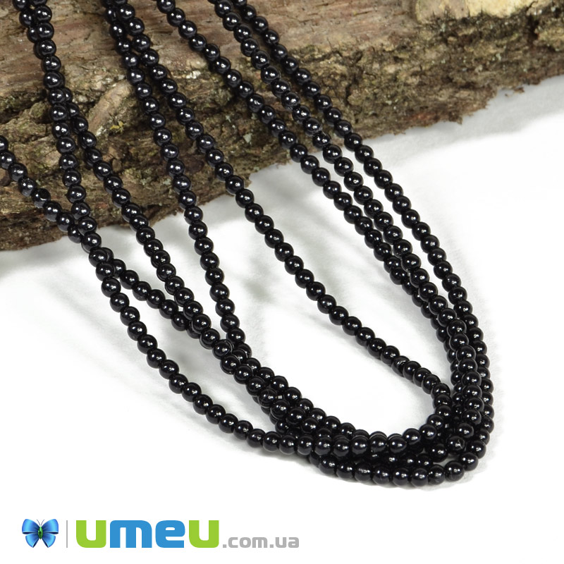 Бусины чешское стекло Preciosa Жемчуг 2 мм 70449, Черные (BUS-040244)