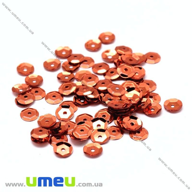 Пайетки Китай круглые граненые, 6,5 мм, Терракотовые (PAI-031946)