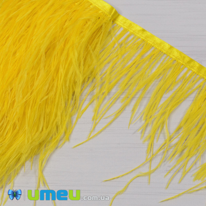 Перья страуса на ленте, 10-15 см, Желтые (PER-040308)