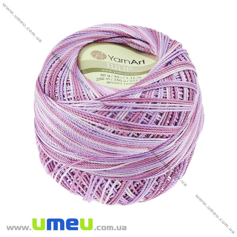 Пряжа YarnArt Tulip 50 г, 250 м, Меланж Розово-сиреневая 461 (YAR-029515)