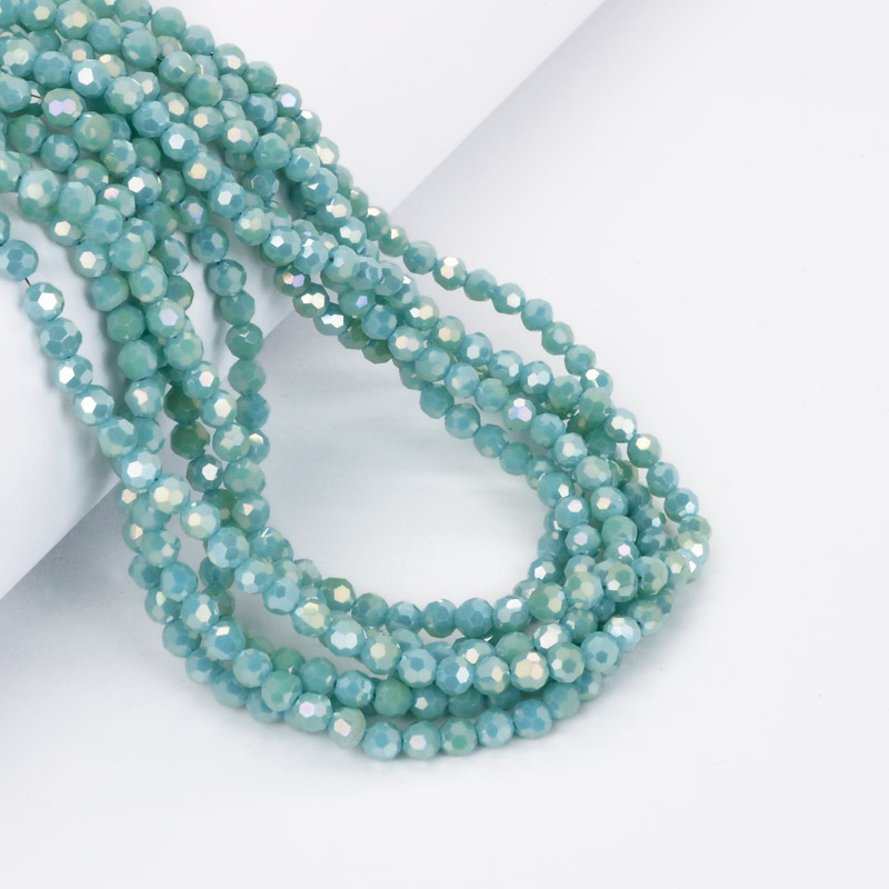 Бусины круглые граненые, 4 мм, Бирюзовые АВ (BUS-052207)