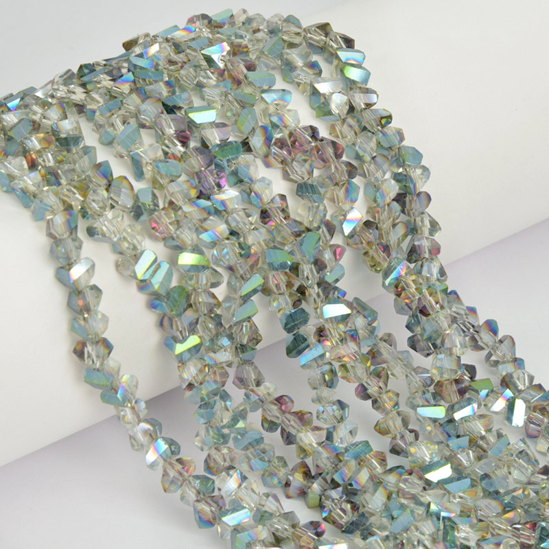 Бусины стеклянные скол (крошка), 6 мм, Серо-зеленые АВ (BUS-057471)