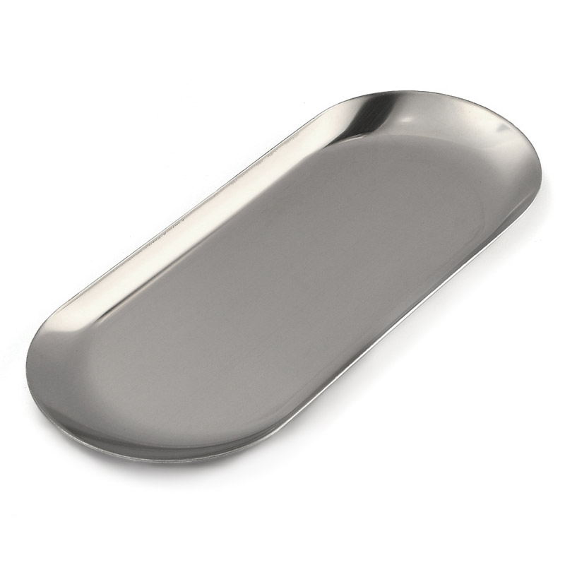 Декоративная тарелка из нерж. ст., 230х90х10 мм, Овальная, Темное серебро (INS-051984)