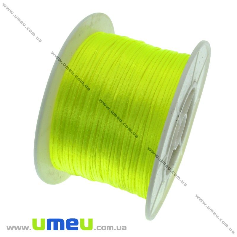 Атласний нейлоновий шнур, 1 мм, Яскраво-зелений (LEN-012266)