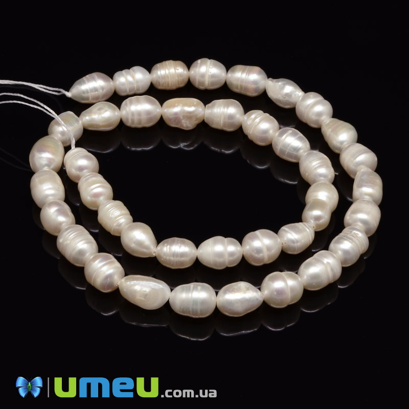 Бусины натуральный речной Жемчуг молочный Рис, 8-10х6-7 мм (BUS-048784)
