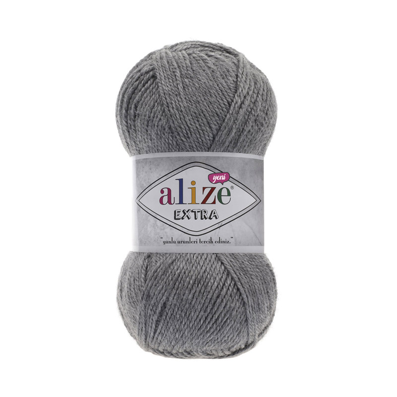 Пряжа Alize Extra 100 г, 220 м, Сіра меланжева 21 (YAR-056285)