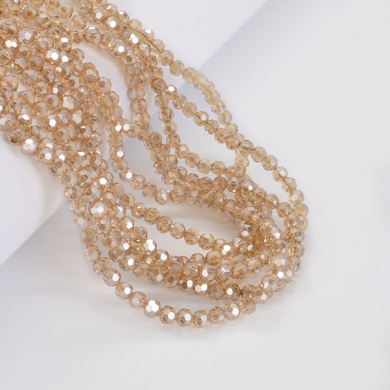Намистини круглі грановані, 4 мм, Бежеві АВ (BUS-052198)