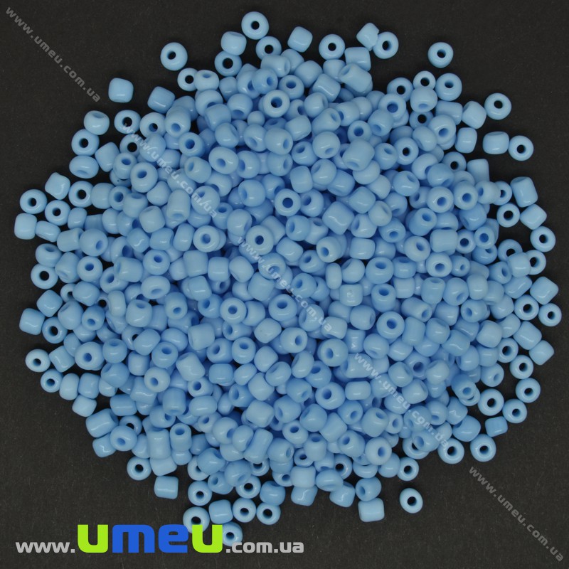 Бисер китайский крупный, 6/0, Голубой натуральный, 4 мм (BIS-000619)